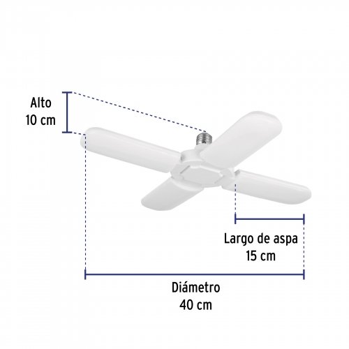 Lámpara LED 32W tipo ventilador, 4 aspas ajustables, Volteck