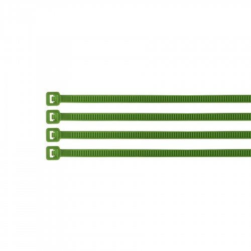 Bolsa con 100 cinchos plásticos 18 lb, 100 x 2.5 mm, verdes