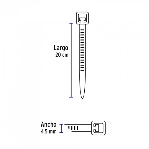CIN-5020N+D2 Bolsa con 50 cinchos plásticos 50 lb, 200x4.5 mm