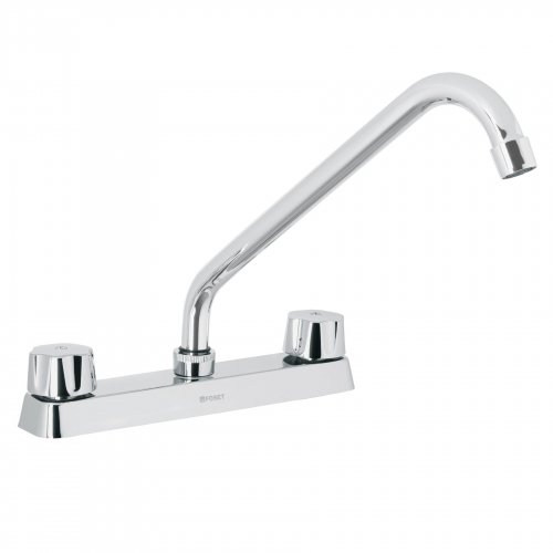 Mezcladora larga 8" p/fregadero maneral hexagonal cartucho cerámico