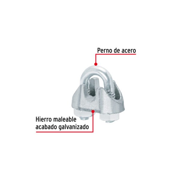 NUDO-1-8G+FC1 Blíster con nudos (perros) de hierro p/cable, Fiero