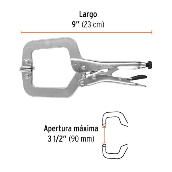 Pinza de presión 9" tipo "C" con mordaza autoajustable