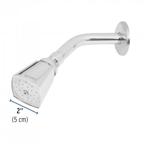 Regadera cuadrada 2" brazo y chapetón de acero, Foset
