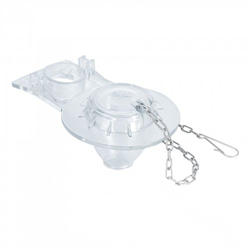 Sapo 2" para WC, PVC, trasparente, cadena inox, Foset