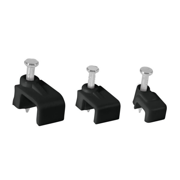 Grapas negras para cable plano, bolsa con 20 piezas