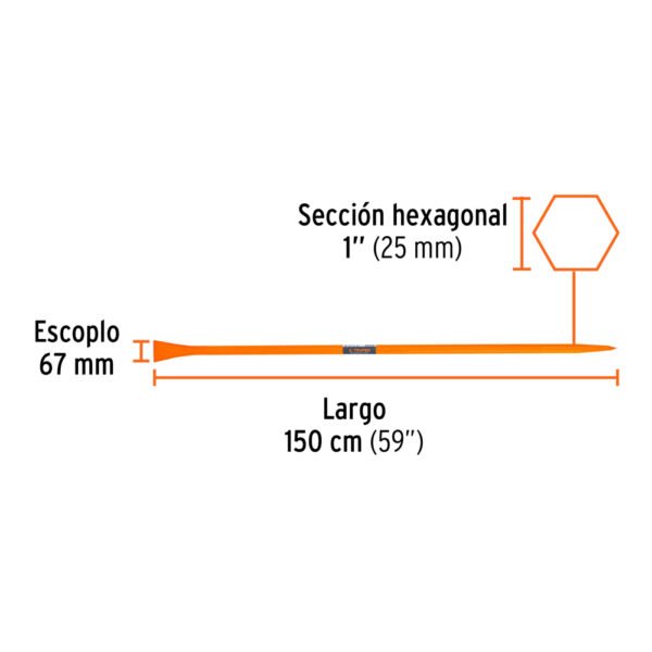 Barreta para tierra dura 1"x150 cm, escoplo 67 mm, Truper
