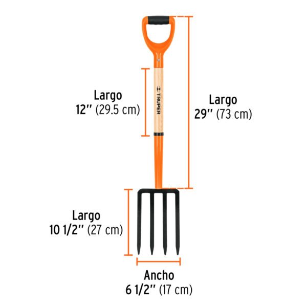 Bieldo para jardín, 4 dientes, mgo 29", puño "Y", Truper