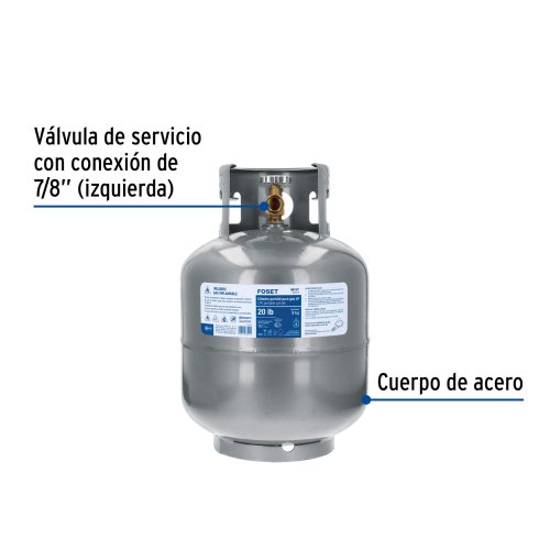 Cilindro portátil para gas LP, 20lb (9kg) Foset
