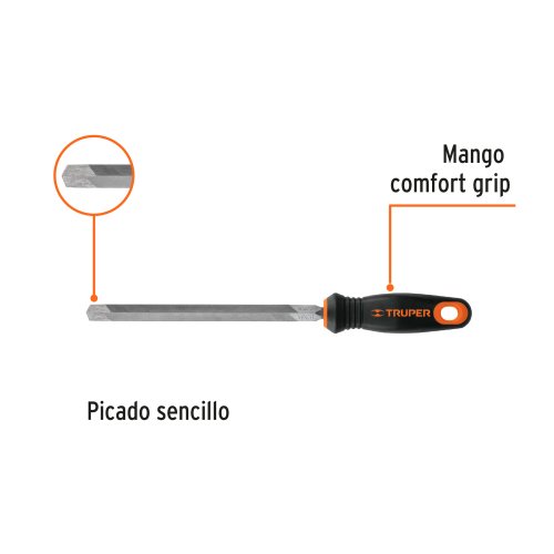 Lima triángulo pesado 8", 32 dpp con mango doble inyección