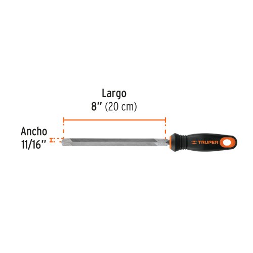 Lima triángulo pesado 8", 32 dpp con mango doble inyección