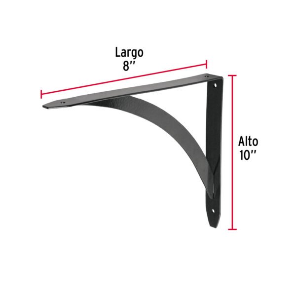 Ménsula reforzada negra 8 x 10", diseño barra, FIERO