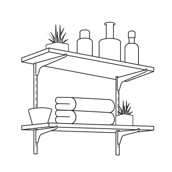 Cremallera sencilla blanca para ménsulas planas, 1m, FIERO