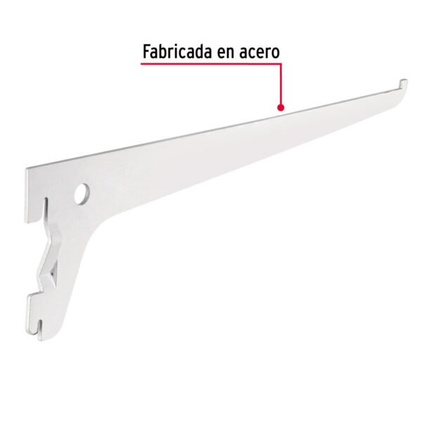 Ménsula plana blanca para cremallera sencilla, 25cm, FIERO