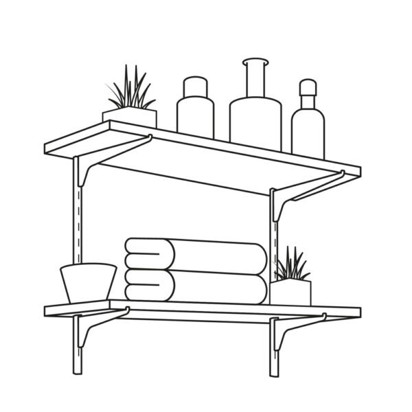 Cremallera sencilla blanca para ménsulas planas, 1.5m, FIERO