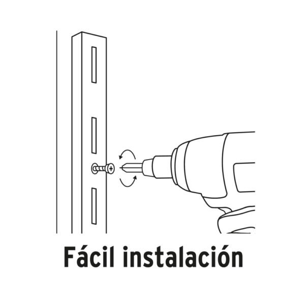 Cremallera sencilla blanca para ménsulas planas, 1.5m, FIERO