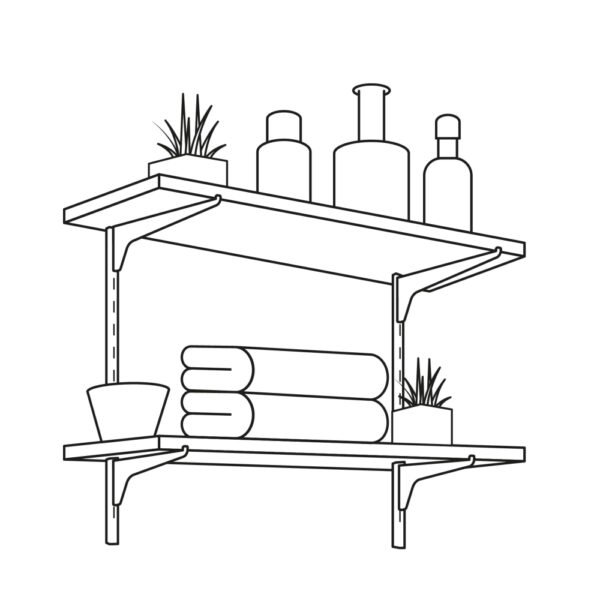 Cremallera sencilla blanca para ménsulas planas, 2m, FIERO