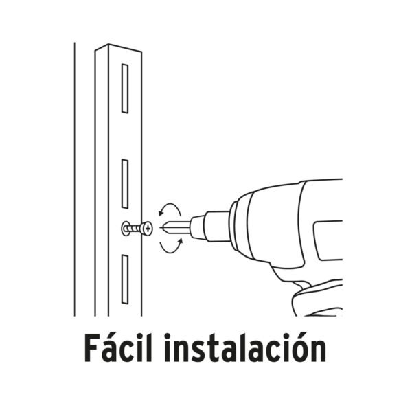 Cremallera sencilla blanca para ménsulas planas, 2m, FIERO