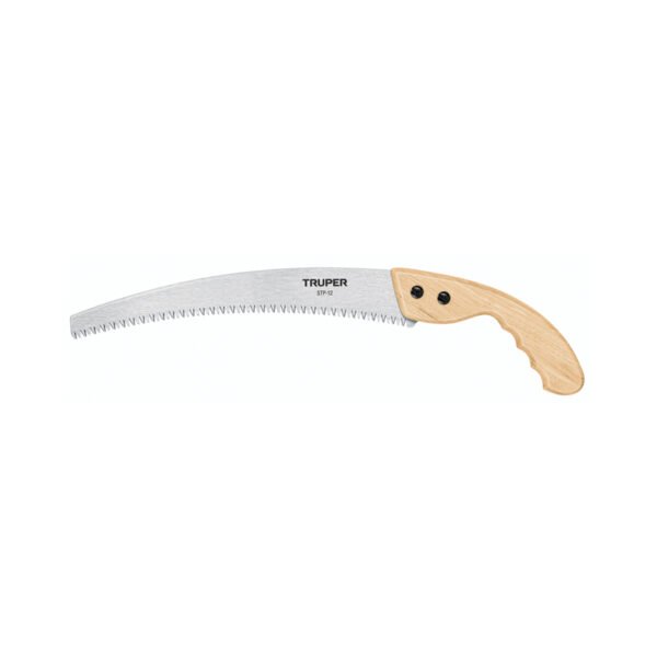 Serrucho de poda 12",hoja curva,6 DPP, mango madera, TRUPER