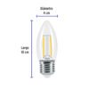 Lámpara LED tipo vela 3 W con filamento luz cálida, blíster