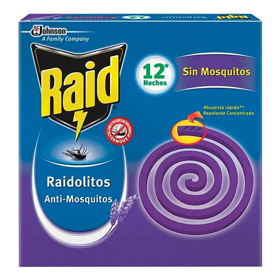 Repelente De Mosquitos Espirales 10pzas Raidolitos Lavanda Sc Johnson