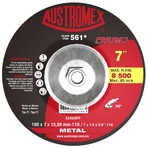 DISCO DESB. MTAL T.27 HUM 7X1/4"X7/8'' AUSTROMEX|561 