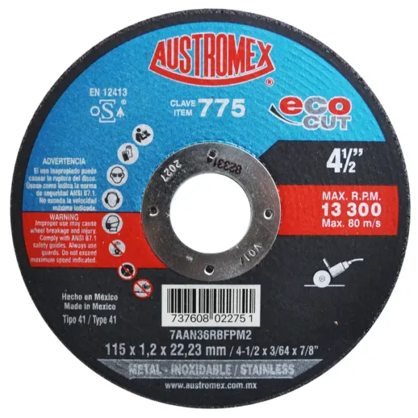 DISCO CORTE ECO CUT TIPO 41 115X1.2X22.23 MM AUSTR|AUS775 