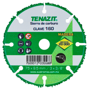 Sierra P/ Corte de Madera 3" x 3/8" AUSTROMEX TENAZIT 160