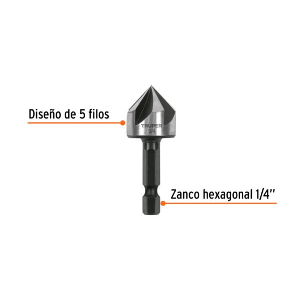 Avellanador HSS cambio rápido 3/4", TRUPER