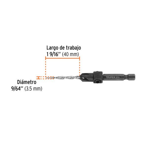 Juego de 3 brocas avellanadoras, TRUPER