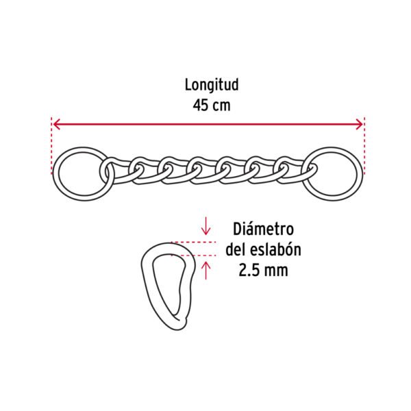 Collar de entrenamiento para perro, 45 cm, eslabón 2.5 mm