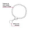 Collar de entrenamiento para perro, 60 cm, eslabón de 4 mm