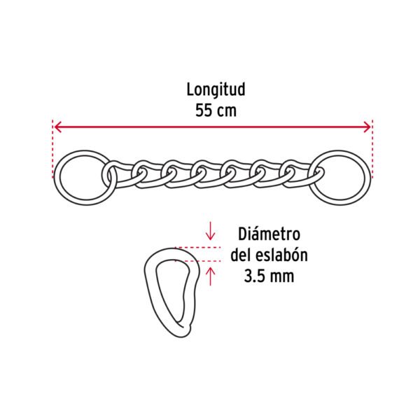 Collar de entrenamiento para perro, 55 cm, eslabón 3.5 mm