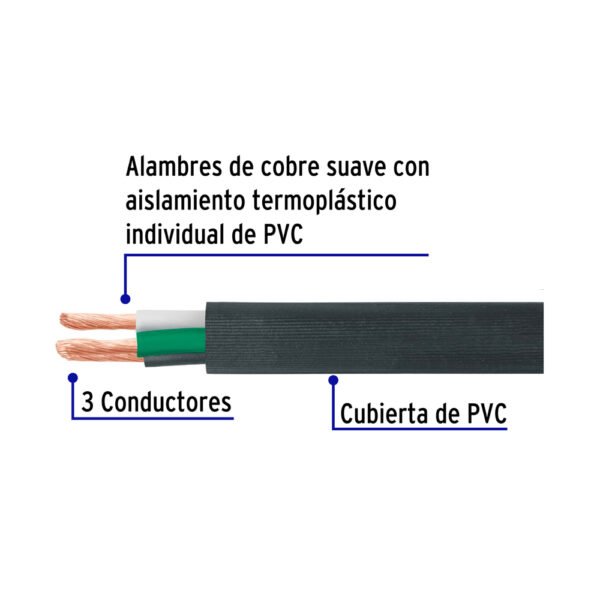 CAUR-312+FC1 Metro de cable uso extra rudo 3 x 12 AWG en rollo de 100 m
