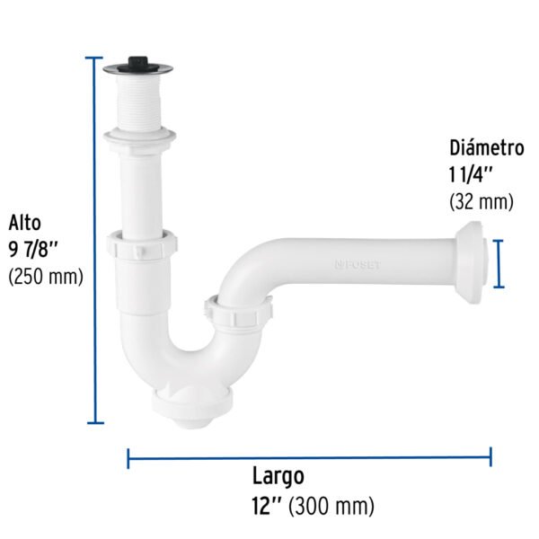 Céspol rígido de ABS con contra, para lavabo, FOSET