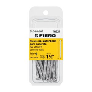 Blíster con 20 clavos galvanizados p/concreto 1-1/2", FIERO