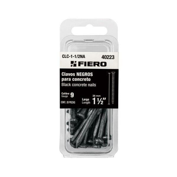 Blíster con 20 clavos negros para concreto 1-1/2", FIERO
