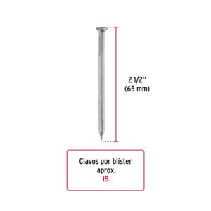 Blíster con 15 clavos galvanizados p/concreto 2-1/2", FIERO