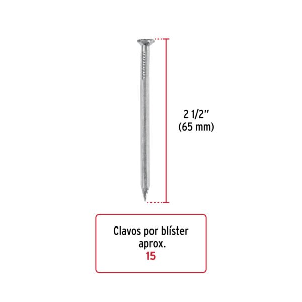 Blíster con 15 clavos galvanizados p/concreto 2-1/2", FIERO