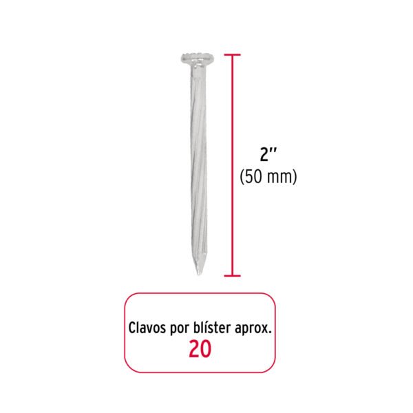 Blíster con 20 clavos galvanizados para concreto 2", FIERO