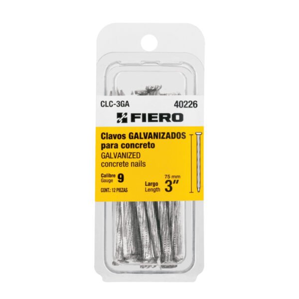 Blíster con 12 clavos galvanizados para concreto 3", FIERO