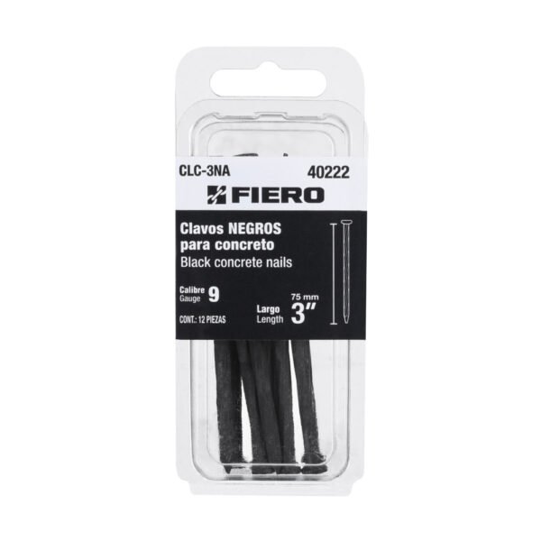 Blíster con 12 clavos negros para concreto 3", FIERO
