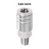 Cople rápido de acero, macho, cuerda 1/4" NPT, PRETUL