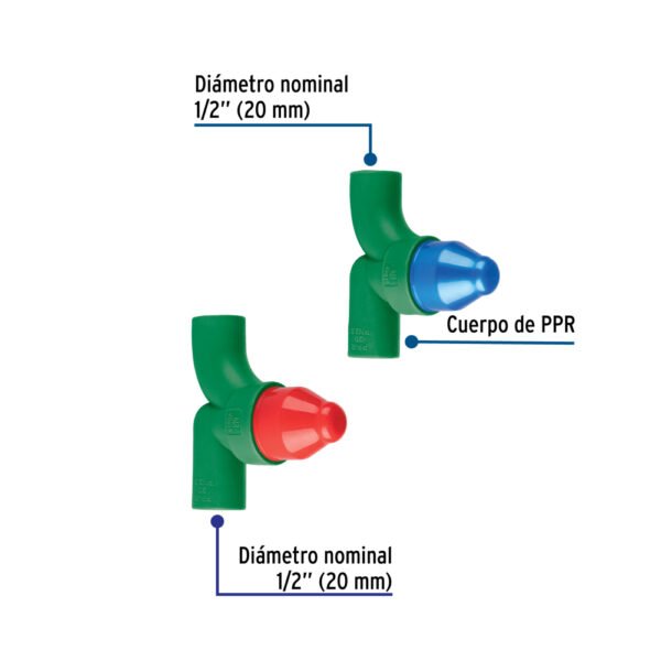 Juego de 2 llaves de empotrar PPR 1/2" sin manerales, FOSET