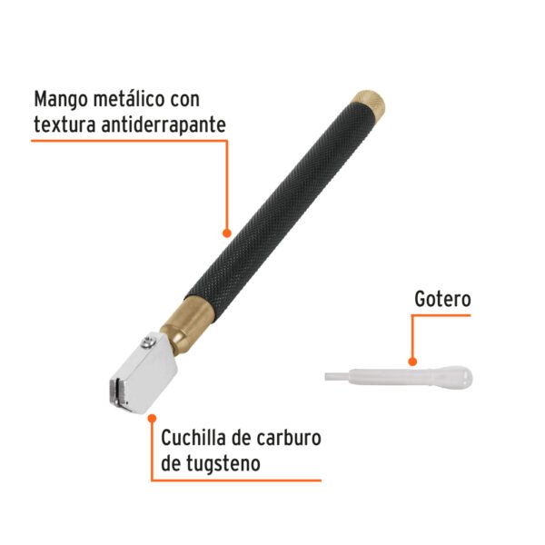 Cortador de vidrio 6" con depósito de aceite, TRUPER EXPERT