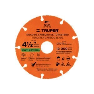 Disco 4-1/2" multimaterial de carburo de tungsteno, TRUPER
