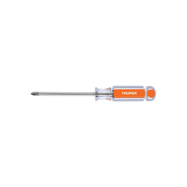 Desarmador de cruz 1/4" x 4" mango de acetato, TRUPER