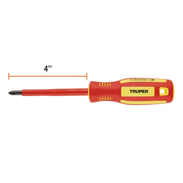 Desarmador dieléctrico de cruz 1/4" x 4", TRUPER