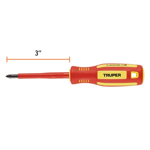 Desarmador dieléctrico de cruz 3/16" x 3", TRUPER