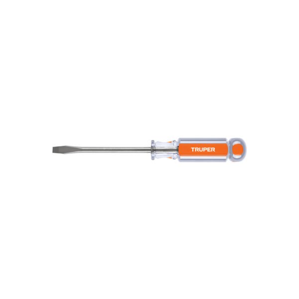 Desarmador plano 1/4" x 4" mango de acetato, TRUPER