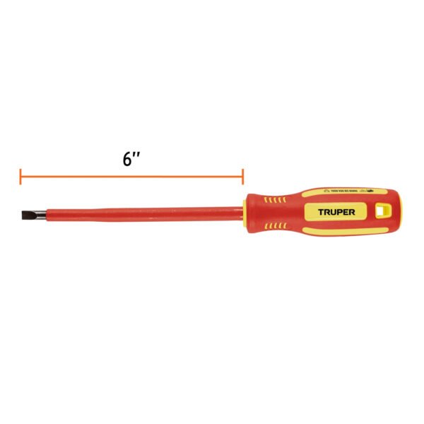 Desarmador dieléctrico plano 1/4" x 6", TRUPER